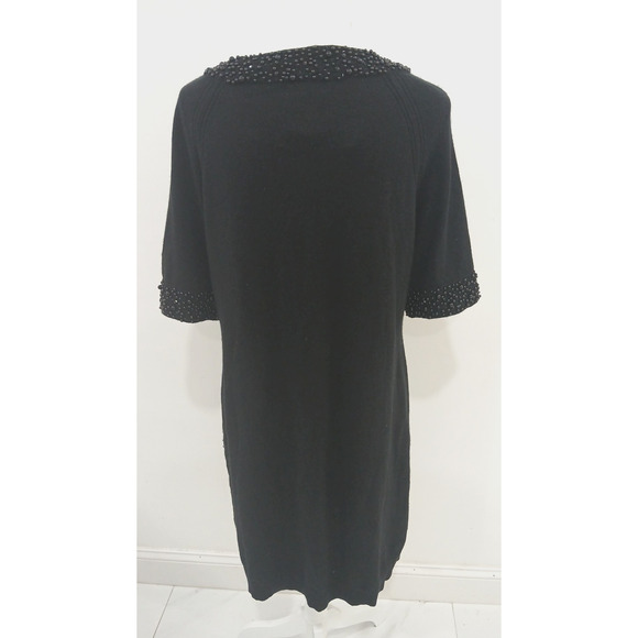 Bloomingdales Cashmere Dress Black Beaded Embellished Collar Cuff Size‎ XL - Picture 2 of 7